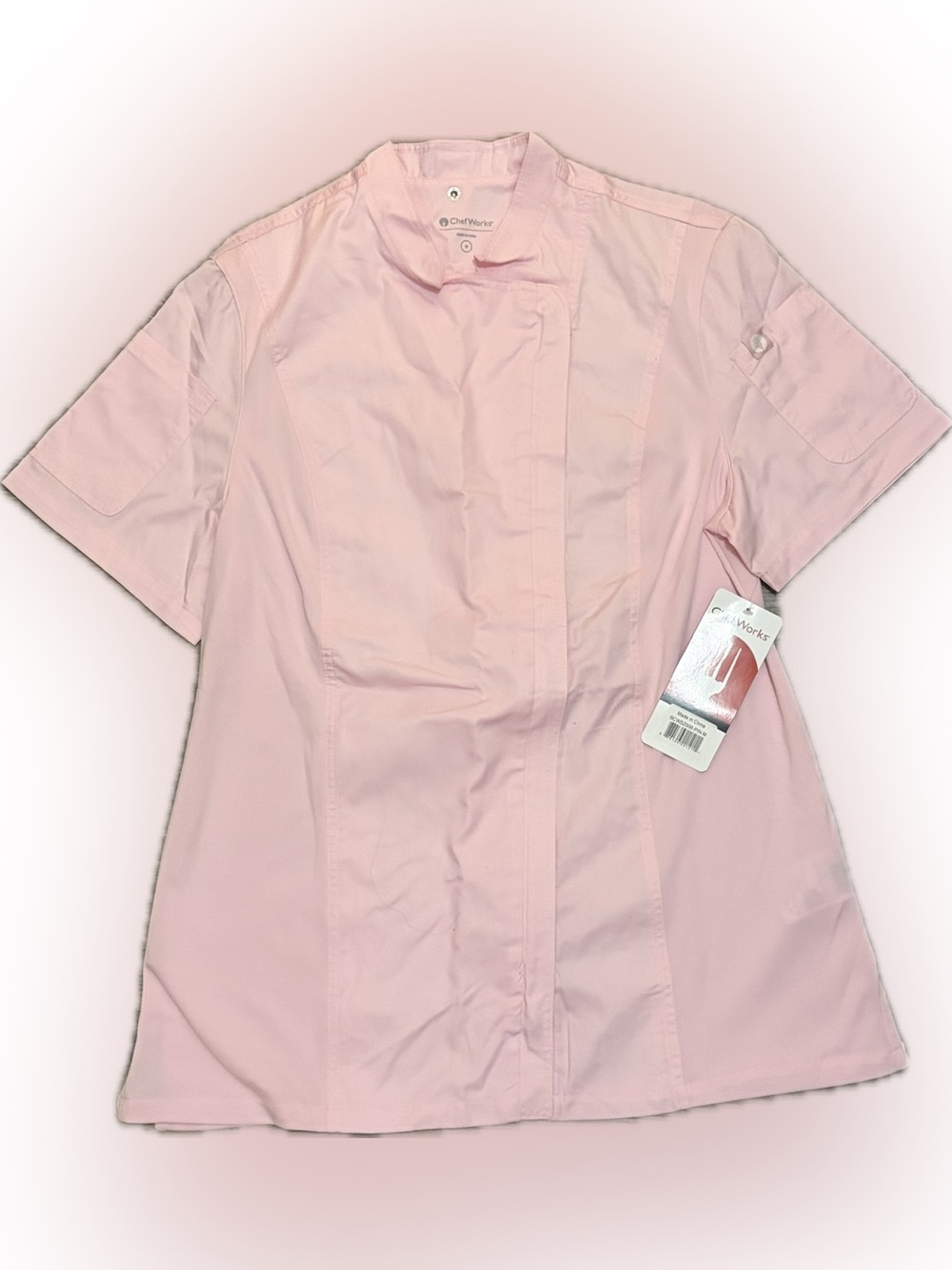 NWT Chef Works Pink Short Sleeve Chef Coat